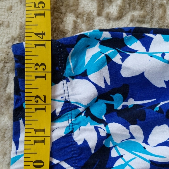 Roaman's Floral Stretch Waist Legging Pants M (14-16) White Purple Aqua Black - Picture 9 of 11